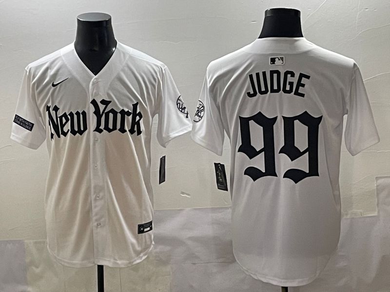 Men 2025 New York Yankees 99 Judge White Five generations Joint Name Nike MLB Jersey style 14
